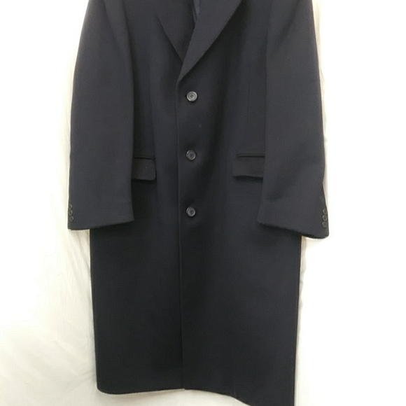 Jos. A. Bank Hand Tailored in England Wool and Cashmere Navy Winter Coat, Size L - Picture 2 of 8
